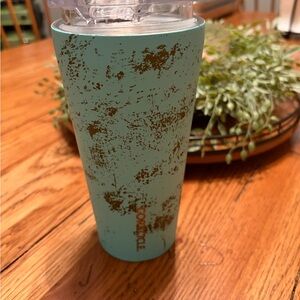 Corkcicle Aqua and Gold Tumbler 16 ounce